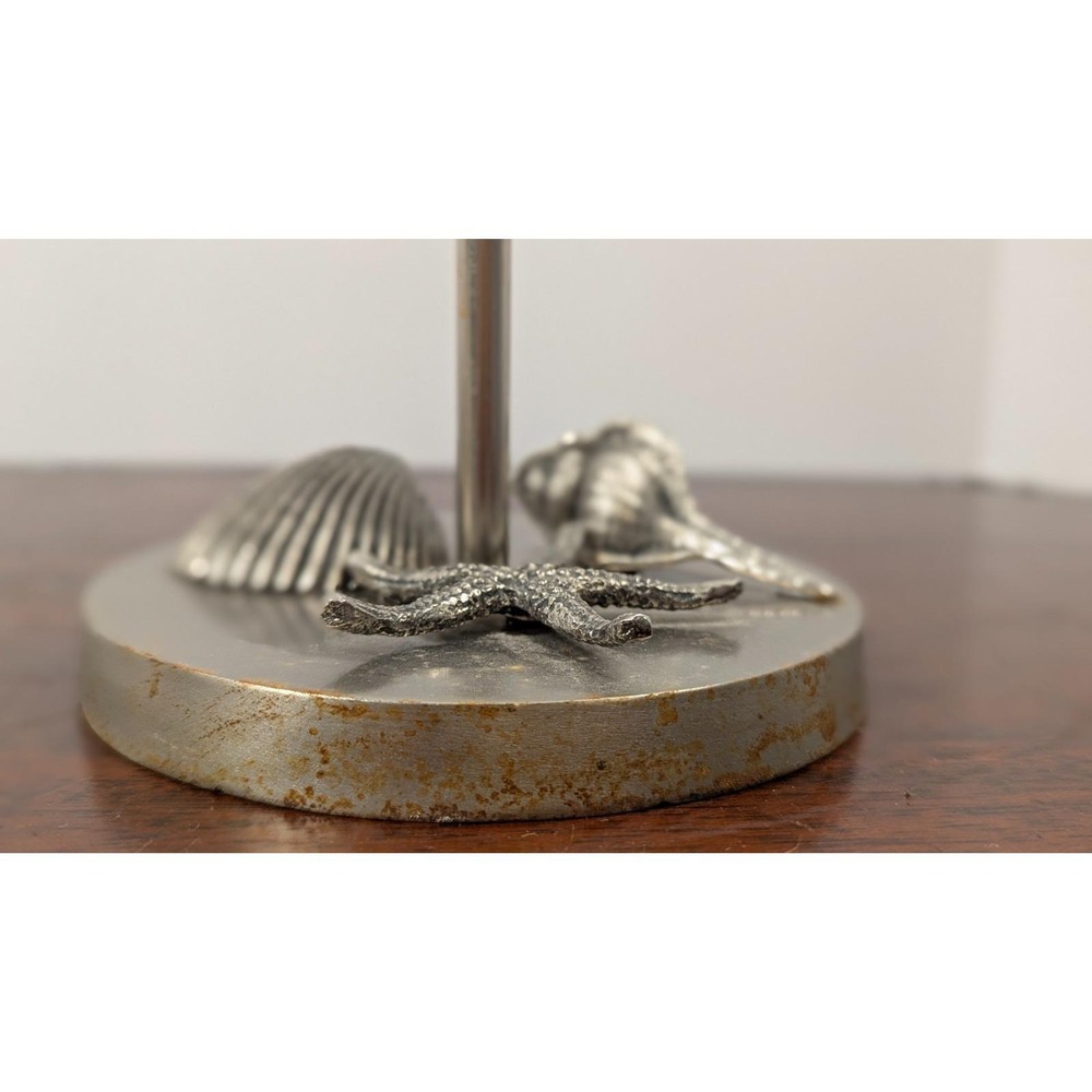 Vintage Coastal Nautical Double Towel Ring Holder Stand Brushed Nickel‎ Seashell - Picture 8 of 8